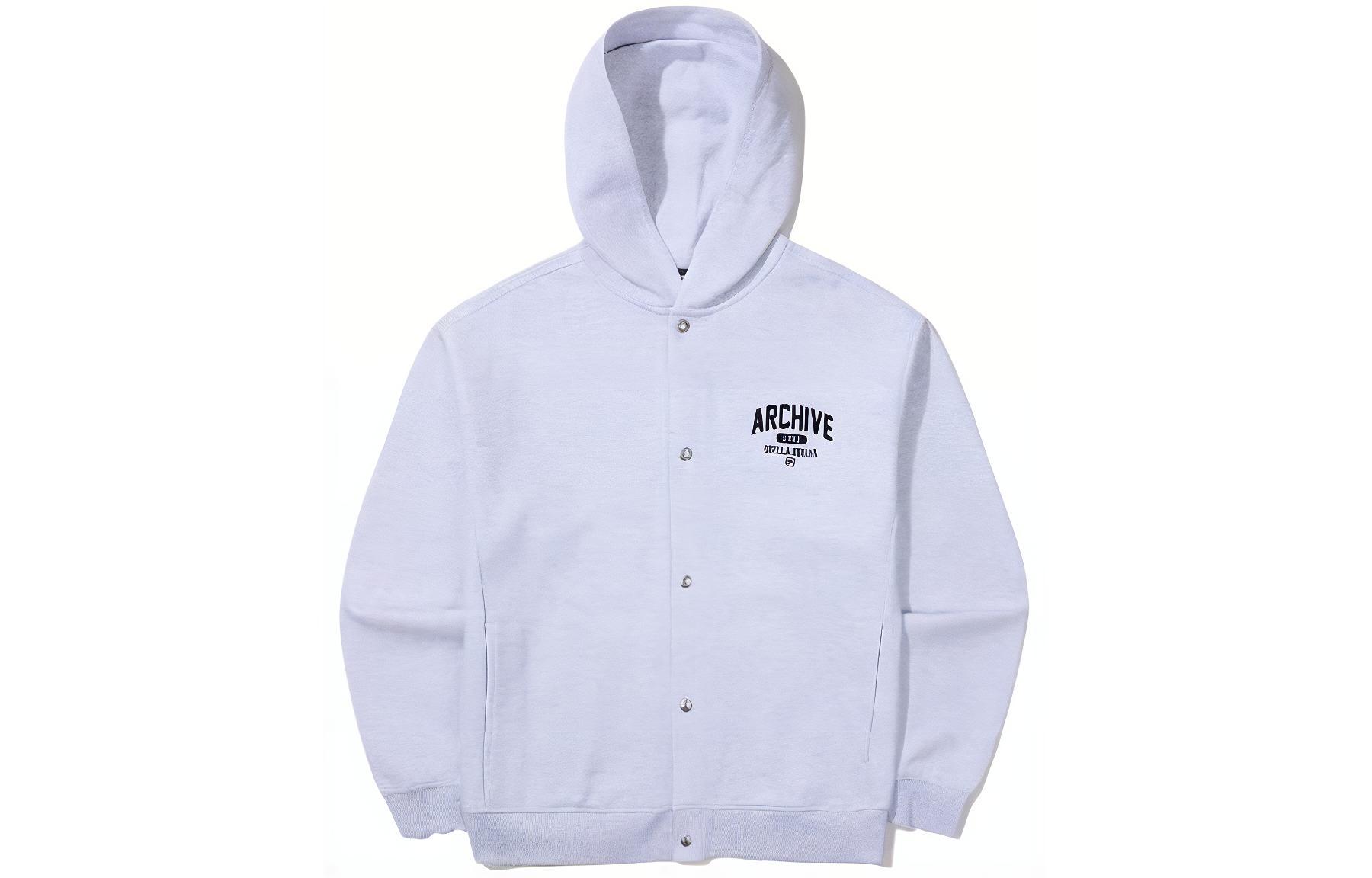 FILA Gray Hooded Jacket with Letter Print and Loose Drop Shoulder Design FS2FTG1103X-WTM