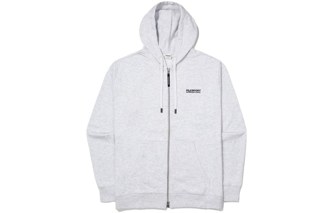 FILA Gray Loose-Fit Hoodie with Embroidered Logo and Zipper FS2FTE3601XWTM