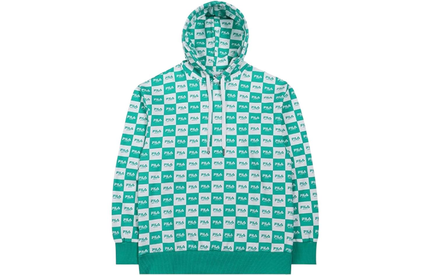 FILA Green Checkered Print Loose Pullover Sweatshirt FS2POC1121X-GRN