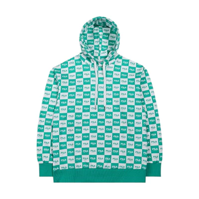 FILA Green Checkered Print Loose Pullover Sweatshirt FS2POC1121X-GRN