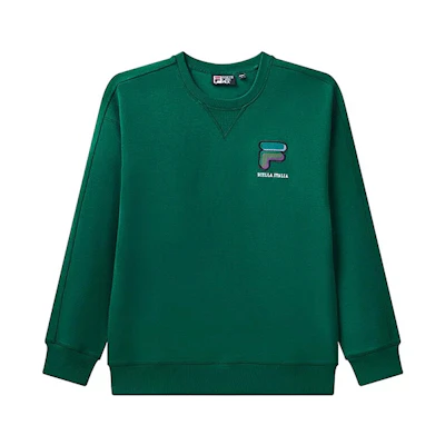 FILA Green Crewneck Sweatshirt with Colorful Embroidery - Back to School F11M118257F-GN