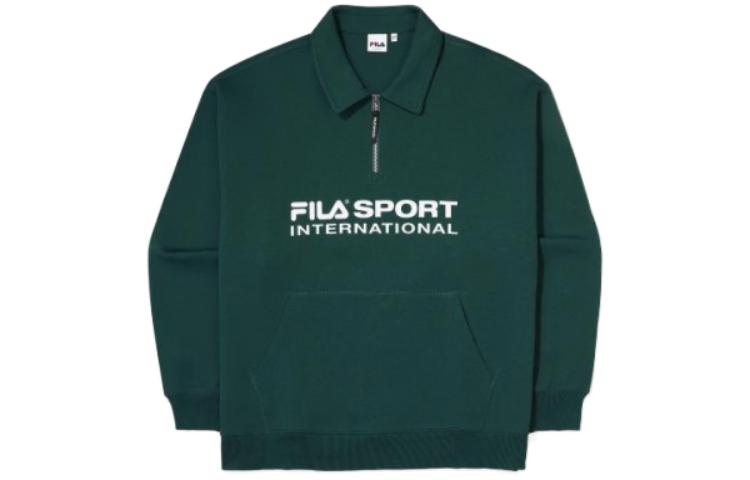 FILA Green Half-Zip Pullover Sweatshirt with Letter Print FS2POF1133X-PIG