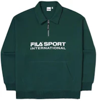 FILA Green Half-Zip Pullover Sweatshirt with Letter Print FS2POF1133X-PIG FILA Green Half-Zip Pullover Sweatshirt with Letter Print FS2POF1133X-PIG