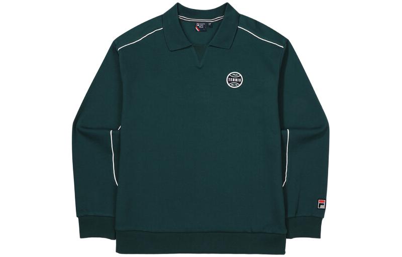 FILA Green Oversized Pullover Sweatshirt with Lettered Collar Unisex FS2POF3312X-DGR