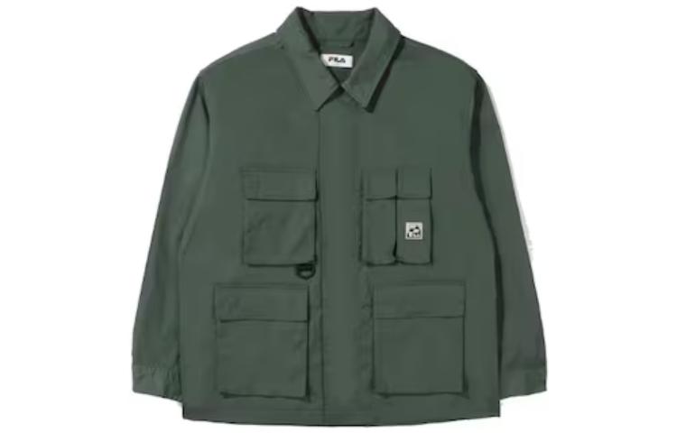 FILA Green Solid Color Pocket Jacket with Turn-Down Collar FS2JKE1E01X-FGR