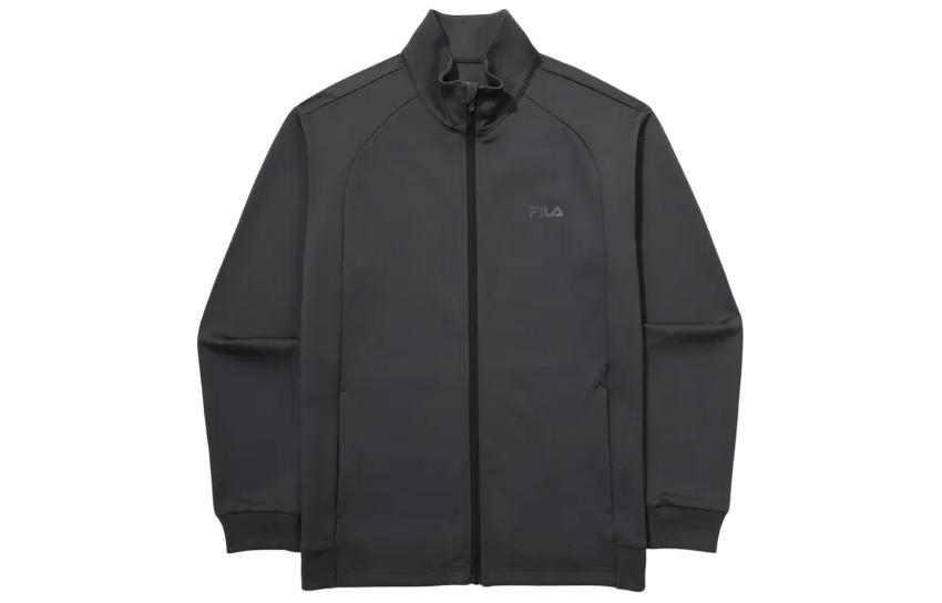 FILA Grey Embroidered Letter Zipper High-Neck Jacket FS2FTG1201M-CGY