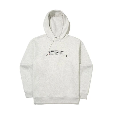 FILA Grey Logo Print Hoodie - Unisex Casual Sweatshirt FS2POE4102X-SGE