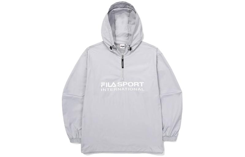 FILA Grey Oversized Letter Print Hoodie for Men FS2JKF2132X-LGY