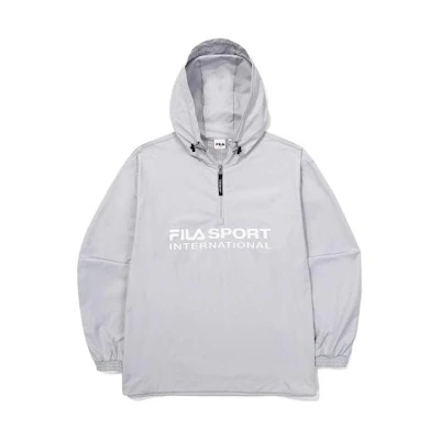 FILA Grey Oversized Letter Print Hoodie for Men FS2JKF2132X-LGY