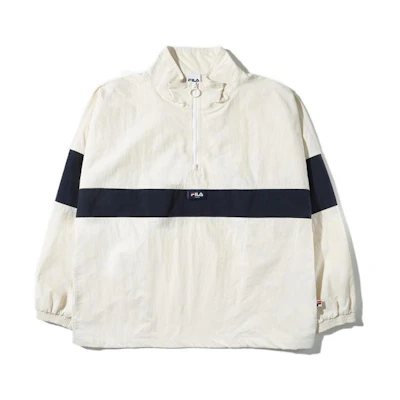 FILA Half-Zip Colorblock Casual Sports Jacket Unisex White Korean Style FE2JKE5103X-CRM