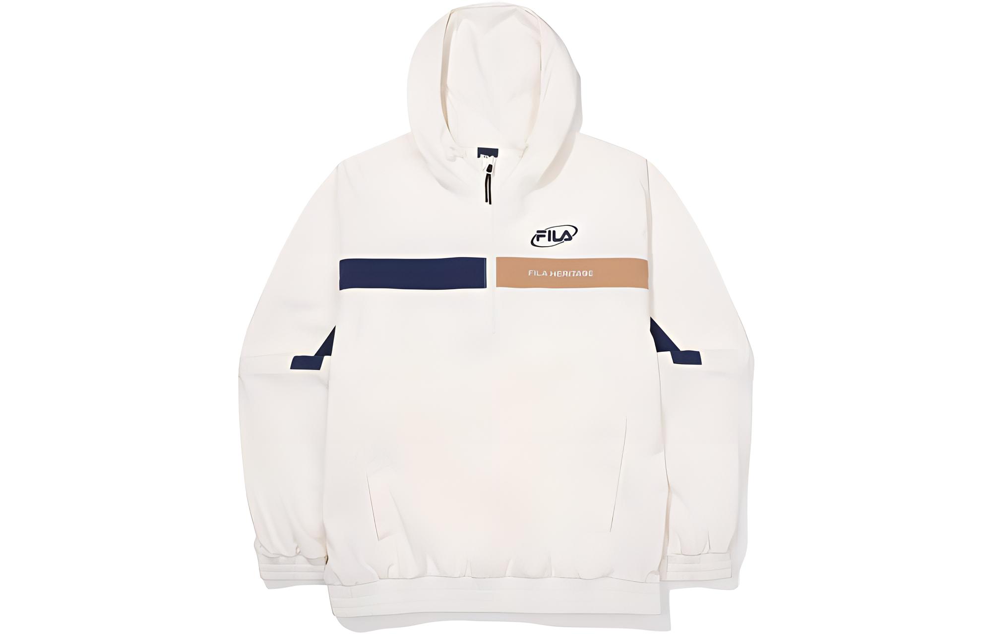 FILA Half-Zip Hoodie with Logo Print Unisex White FS2JKF3102XSAD
