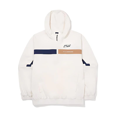 FILA Half-Zip Hoodie with Logo Print Unisex White FS2JKF3102XSAD