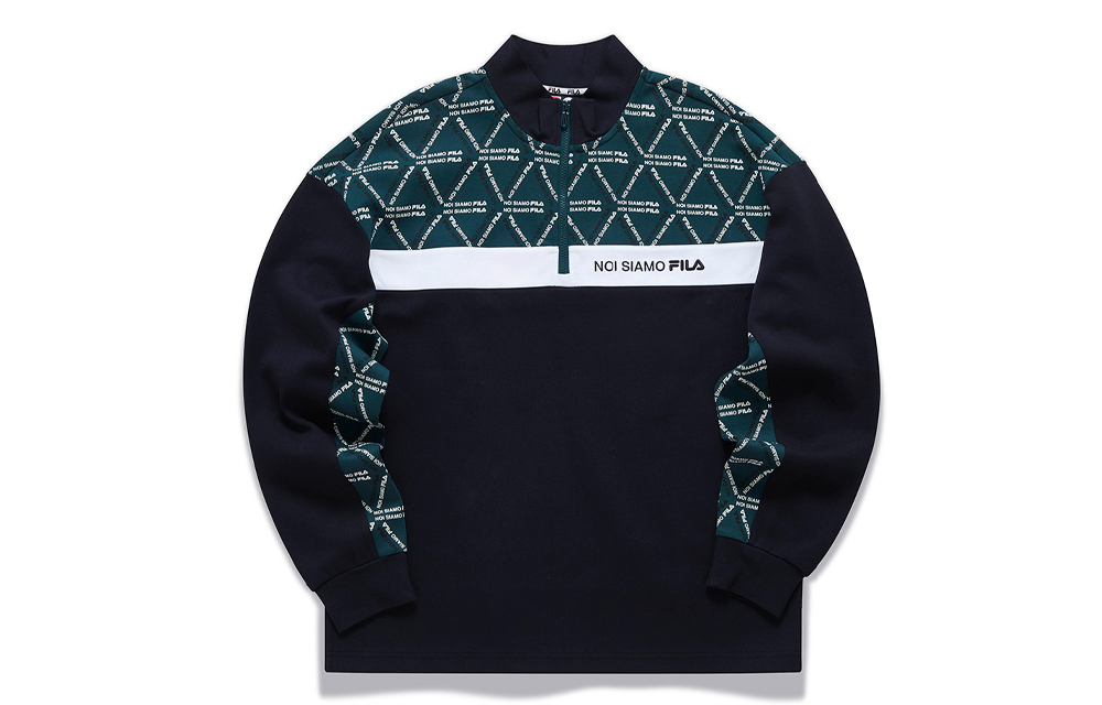 FILA Half-Zip Pullover Patchwork Casual Sweatshirt Men’s Black T11M041207F-GN