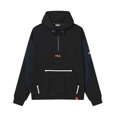 FILA Half-Zip Pullover Sweatshirt Black - Cotton Blend Casual Style F11M249211F-BK
