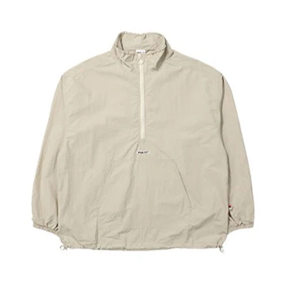 FILA Half-Zip Pullover Sweatshirt Unisex Khaki with Logo Patch FE2JKE5104X-LBE