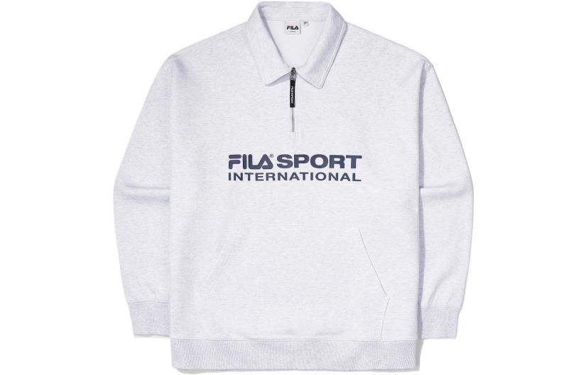 FILA Half-Zip Sweatshirt with Letter Print in Light Gray FS2POF1133X-WTM