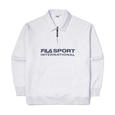 FILA Half-Zip Sweatshirt with Letter Print in Light Gray FS2POF1133X-WTM