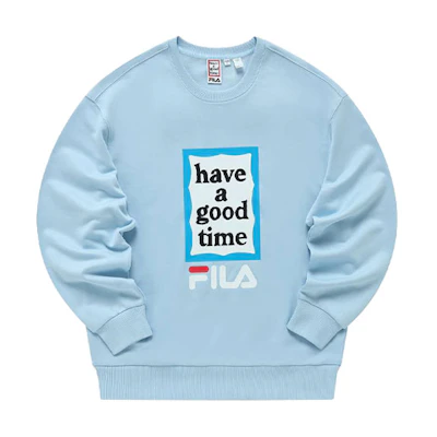 FILA Have A Good Time Blue Graphic Crewneck Unisex Long Sleeve Sweatshirt F11U149204F-LB
