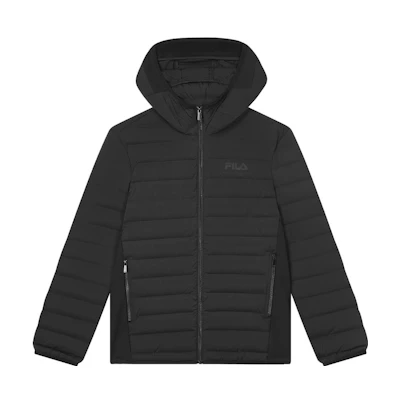 FILA HERITAGE Black Hooded Windproof Down Jacket F11M348911F-BK