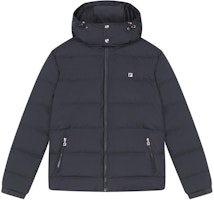FILA HERITAGE Solid Color Quilted Down Jacket Navy Blue Hooded Casual Wear. F51M348913A-NV FILA HERITAGE Solid Color Quilted Down Jacket Navy Blue Hooded Casual Wear. F51M348913A-NV