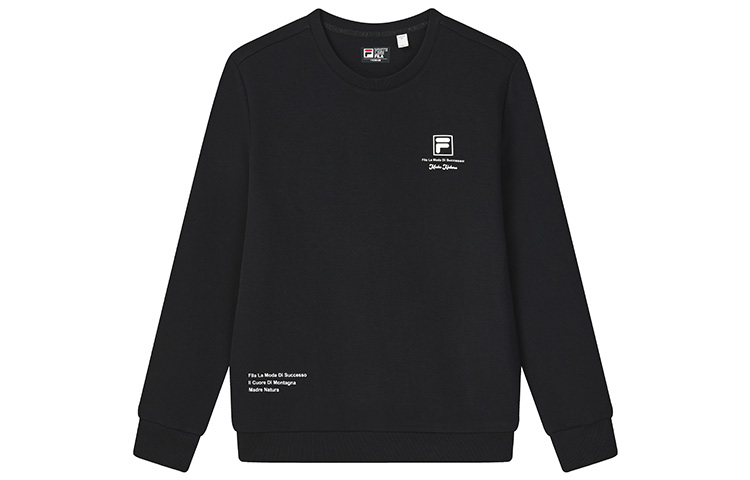 FILA Heritage Basic Knit Pullover Sweatshirt Black Casual Logo Design F11M248205F-BK