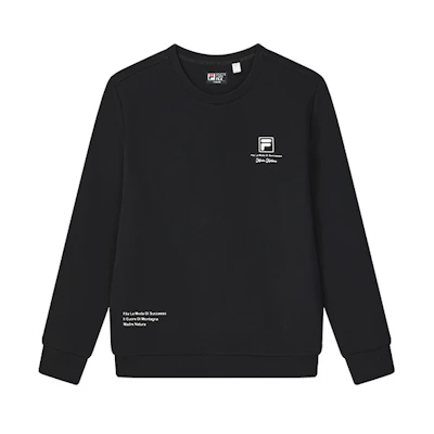 FILA Heritage Basic Knit Pullover Sweatshirt Black Casual Logo Design F11M248205F-BK