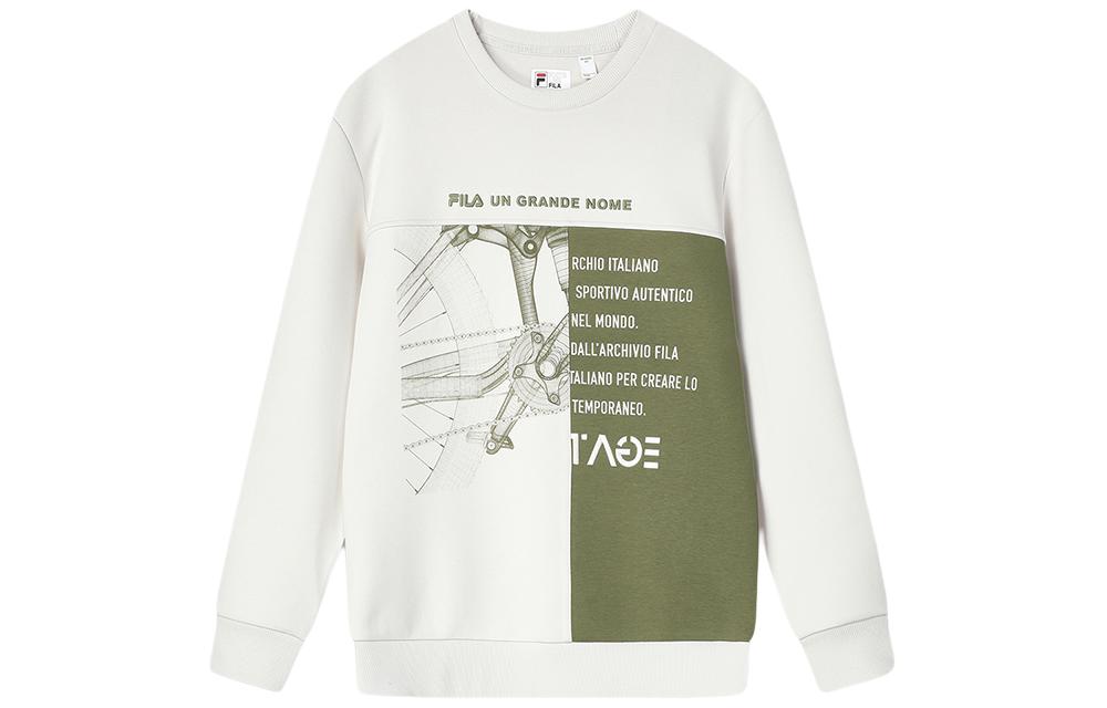 FILA Heritage Colorblock Letter Crewneck Sweatshirt White Sand Grey F11M418212F-GY