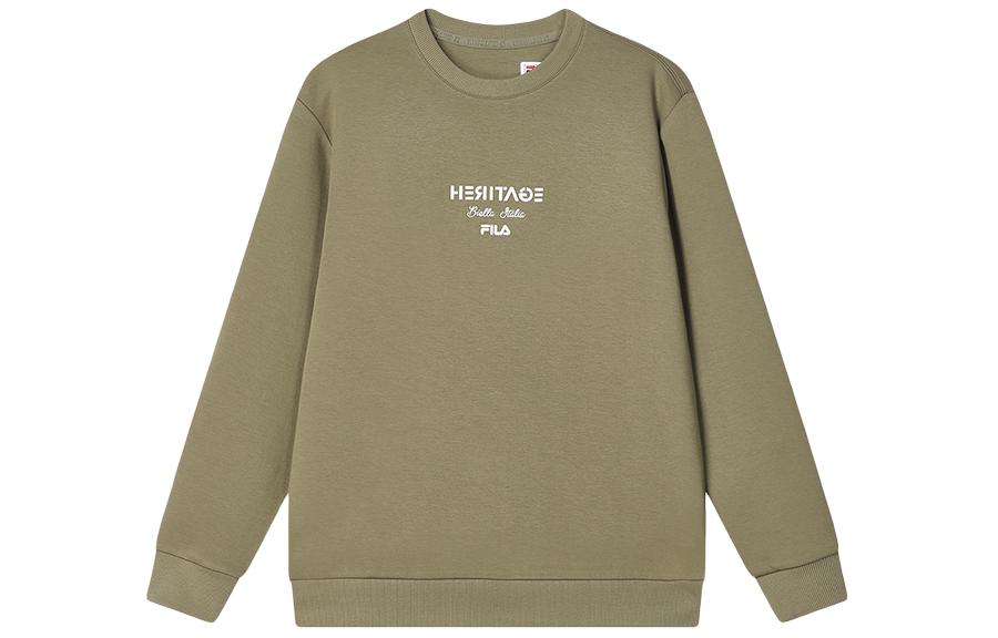 FILA Heritage Letter Crewneck Pullover Sweatshirt Banana Brown F11M418210F-DG