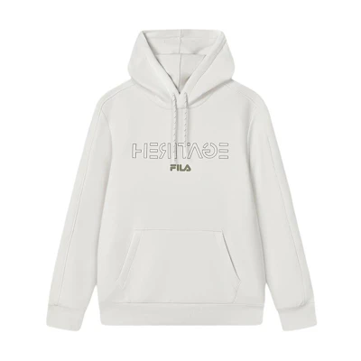 FILA Heritage Letter Hoodie in White Sand Grey F11M418213F-GY