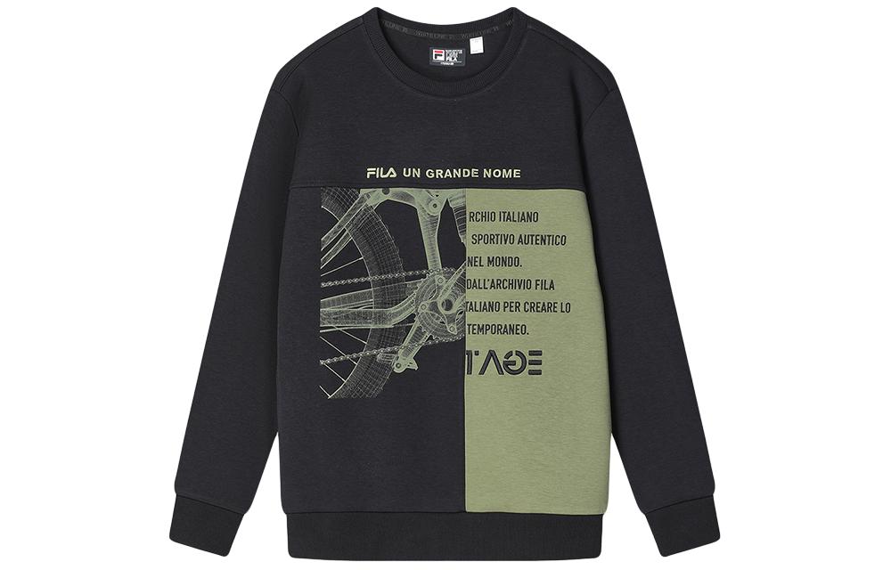 FILA Heritage Retro Colorblock Crewneck Pullover Sweatshirt - Black F11M418212F-BK