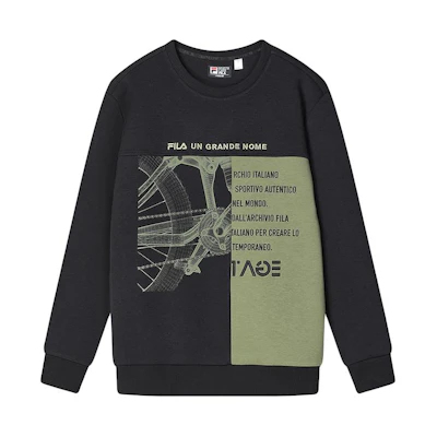 FILA Heritage Retro Colorblock Crewneck Pullover Sweatshirt - Black F11M418212F-BK