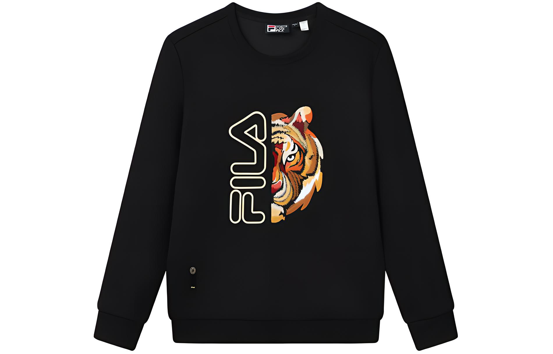 FILA Heritage Tiger Embroidery Crewneck Sweatshirt - Black F11M148210F-BK