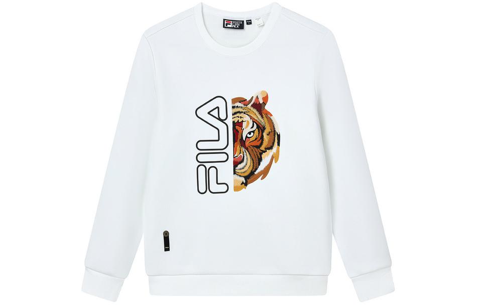 FILA Heritage Tiger Embroidery Crewneck Sweatshirt Standard White F11M148210F-WT