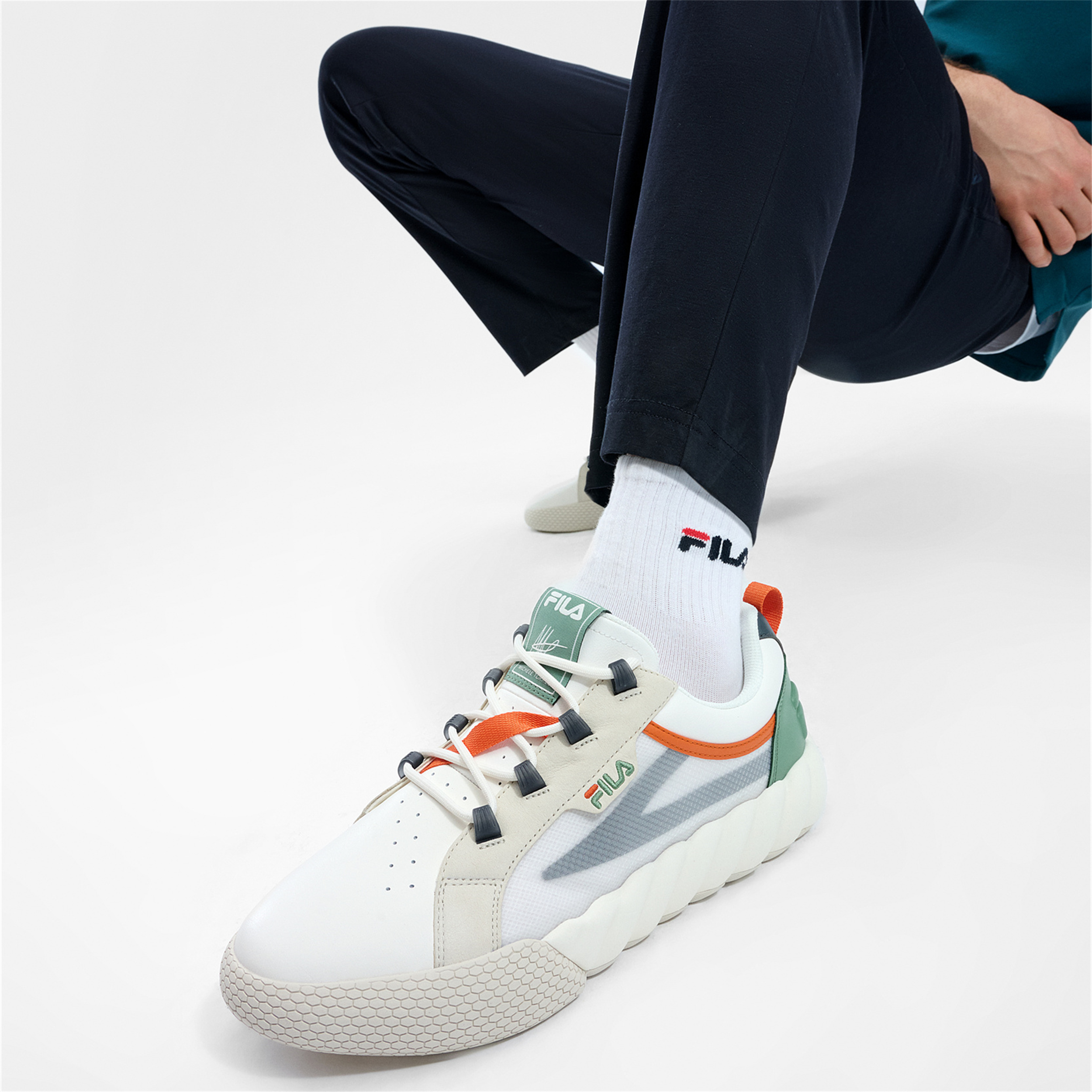 Cheap FILA Icona Low 'Pioneer Putih Hijau' F12M423208FCH