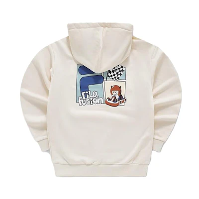 FILA Karting Cartoon Logo Hoodie Loose Fit Unisex Beige T11U343207FBG