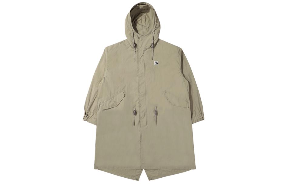 FILA Khaki Long Sleeve Zip-Up Hooded Jacket with Solid Color Design FS2JKE2E11X-EGY