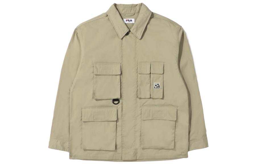 FILA Khaki Outdoor Casual Long-Sleeve Workwear Jacket FS2JKE1E01X-SAD