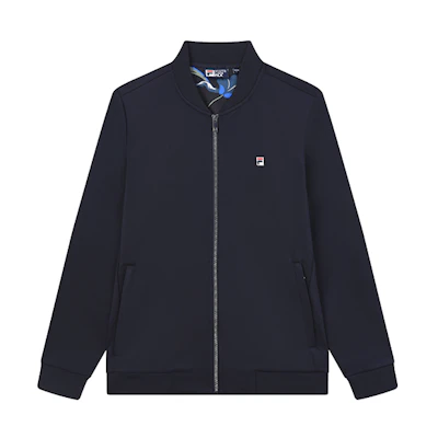FILA Knit Baseball Collar Jacket in Legendary Blue - Fall Fashion Style F51M338508FNV