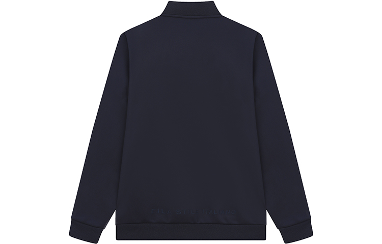 Lookbook FILA Knit Baseball Collar Jacket Biru Legendary - Gaya Fashion Musim Gugur F51M338508FNV