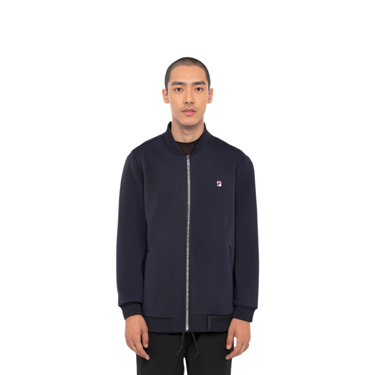 Shop FILA Knit Baseball Collar Jacket Biru Legendary - Gaya Fashion Musim Gugur F51M338508FNV