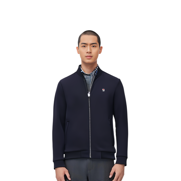 Details for FILA Knit Baseball Collar Jacket Biru Legendary - Gaya Fashion Musim Gugur F51M338508FNV