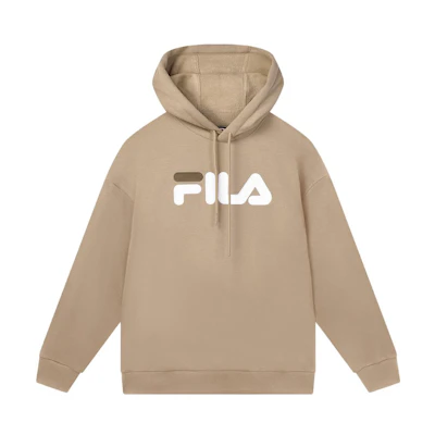 FILA Knit Hoodie Casual Loose Unisex Solid Color American Style Khaki Gray F51U348297F-LK
