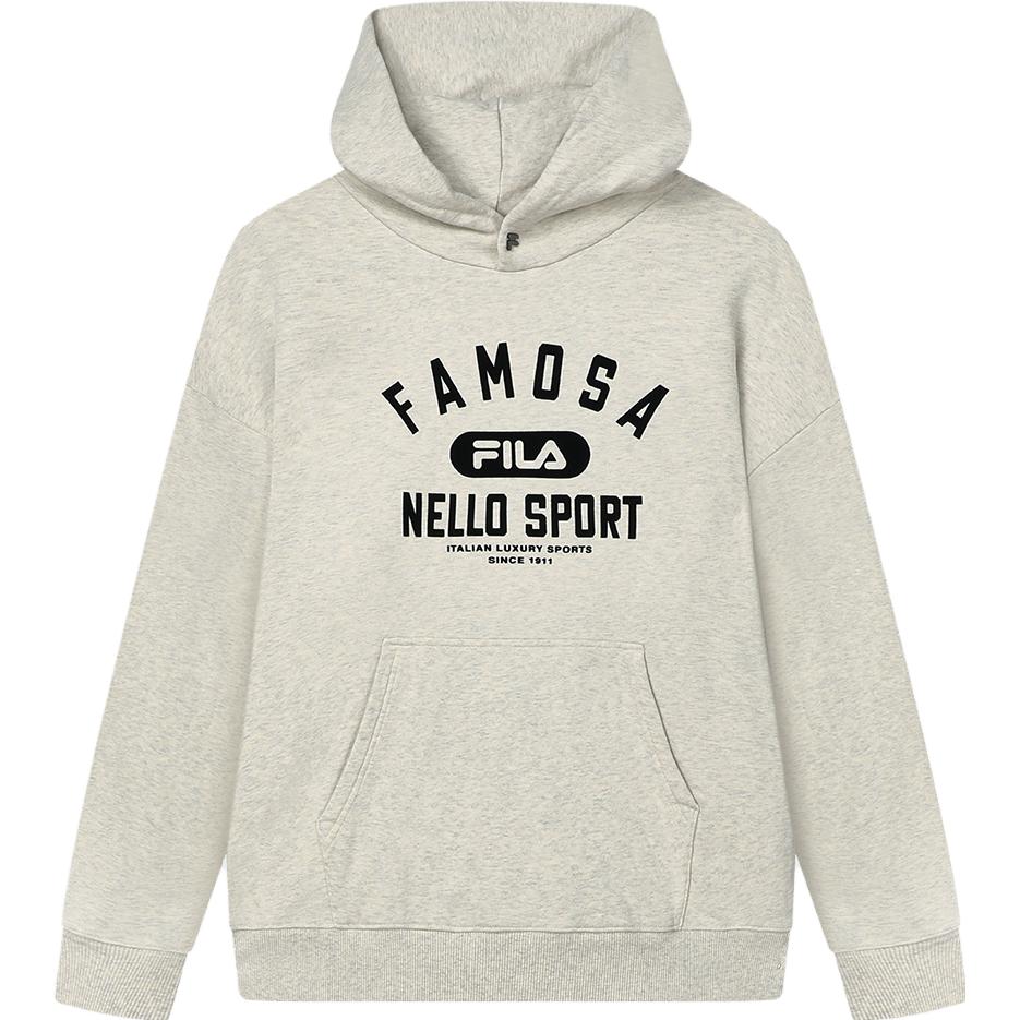 FILA Knit Hoodie Unisex Beige Gray Cotton Fleece Fashion Sweatshirt F11U345201F-LK