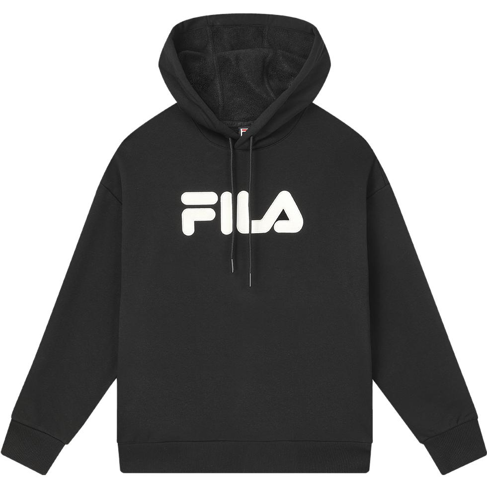 FILA Knit Hoodie Unisex Casual Loose-Fit Winter Sweater Black F51U348297F-BK