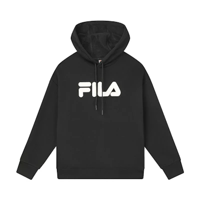 FILA Knit Hoodie Unisex Casual Loose-Fit Winter Sweater Black F51U348297F-BK