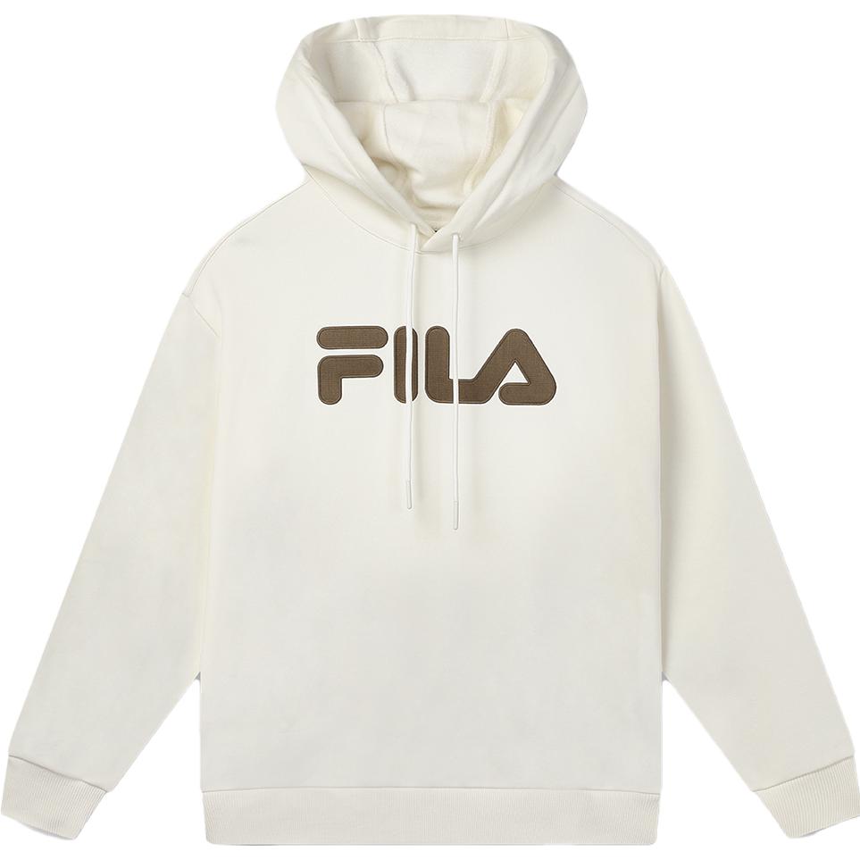 FILA Knit Hoodie Unisex Casual Oversized Solid Ceramic White F51U348297F-IV