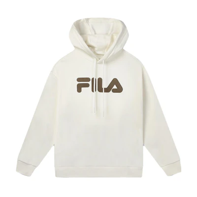 FILA Knit Hoodie Unisex Casual Oversized Solid Ceramic White F51U348297F-IV