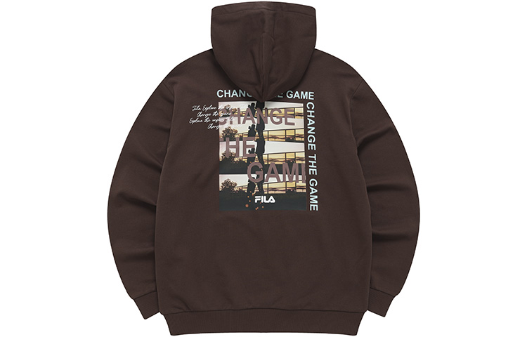 FILA Knit Hoodie with Back Letter Print Redwood Brown T11M241207FBN