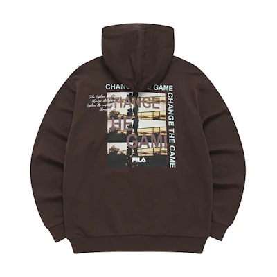 FILA Knit Hoodie with Back Letter Print Redwood Brown T11M241207FBN