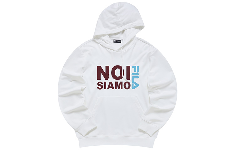 FILA Knit Hoodie with Letter Print Standard White T11M233206F-WT